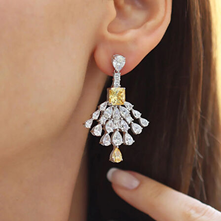 Damla Sitrin Taşlı Işıltı Gümüş Küpe