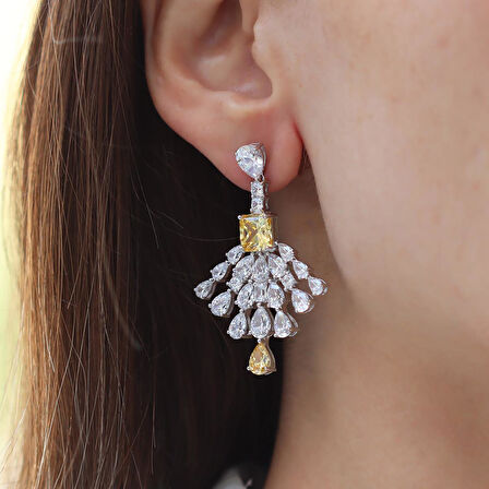 Damla Sitrin Taşlı Işıltı Gümüş Küpe