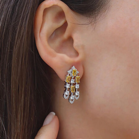 Sitrin Icecut Taşlı Gümüş Küpe