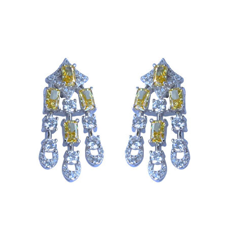 Sitrin Icecut Taşlı Gümüş Küpe