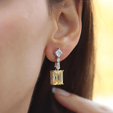 Emerald Sitrin Gümüş Küpe