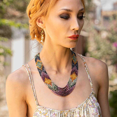 Turmalin Taşlı 7 Sıra Doğal Taş Gerdanlık