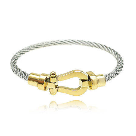 Burgu Modeli Gold Çelik Erkek Bileklik
