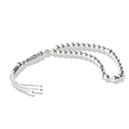 Üç Püsküllü Mini Taneli Gümüş Tesbih