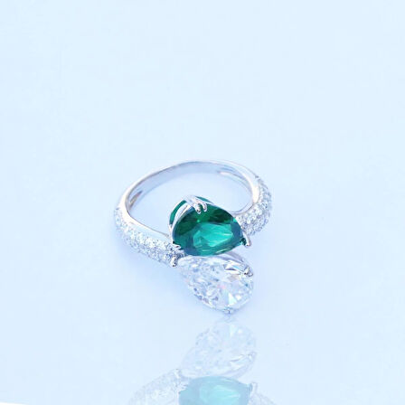 Zümrüt Taşlı Serpent Gümüş Yüzük