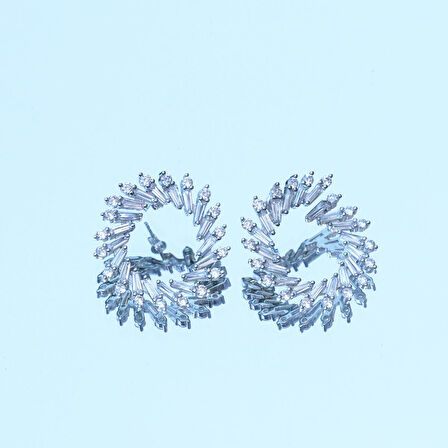 Baget Taşlı Gümüş küpe