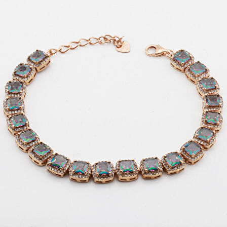 Mistik Topaz Taşlı Rose Gold Kaplama Su Yolu Bileklik