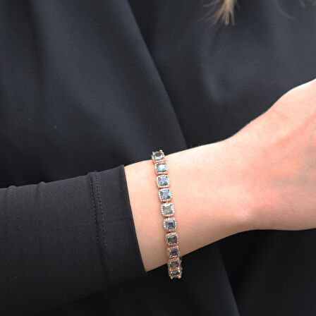 Mistik Topaz Taşlı Rose Gold Kaplama Su Yolu Bileklik