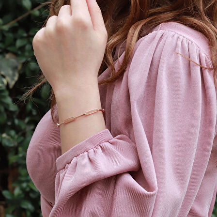 Rose Gold Kaplama Trend Geçme Zincir Bileklik