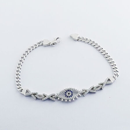 Gurmet Zincirli Göz Modeli Gümüş Bilelik