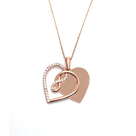 Kalp SonsuzlukRose Gold Kaplama Gümüş Kolye