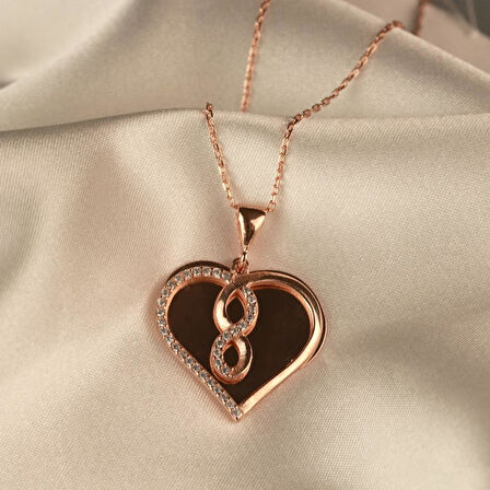 Kalp SonsuzlukRose Gold Kaplama Gümüş Kolye