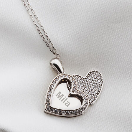 Kişiye Özel Kalp Zirkon Taşlı İsim Yazılabilir Kolye
