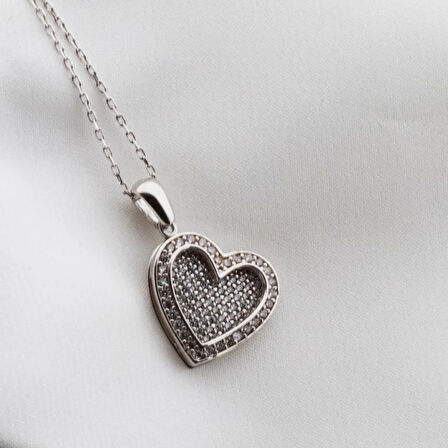 Kişiye Özel Kalp Zirkon Taşlı İsim Yazılabilir Kolye