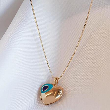 Nazar Boncuklu Gold Kaplama Açılır Kapanır İsim Yazılabilen Gümüş Kolye