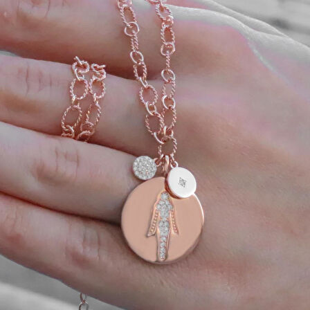 Rose Altın Kaplama Tasarım Gümüş Kolye