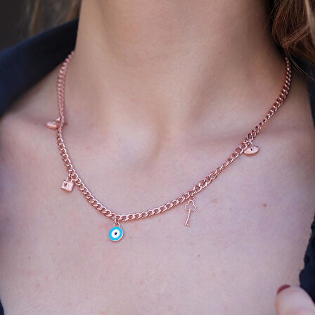 Rose Gold Kaplama Gümüş Dilek Kolyesi