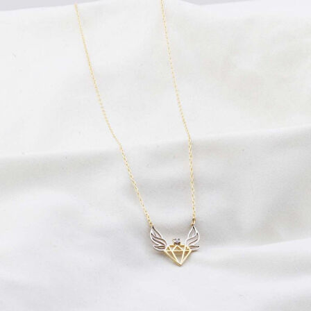 Pırlanta Taş Elmas 0.02 CT Gold Micron Kaplama Gümüş Kolye