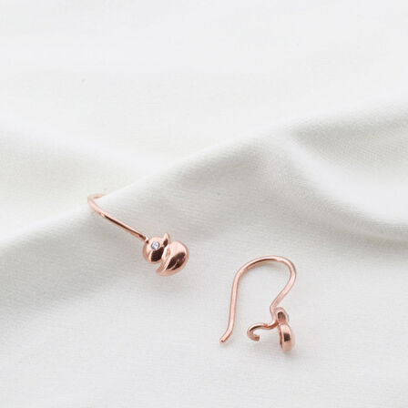 Ördek Figürlü Rose Gold Kaplama Zirkon Taşlı Çocuk Küpesi