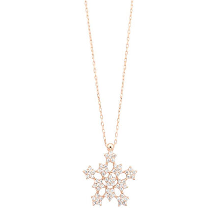 Zirkon Taşlı Kar Tanesi Altın Kaplama Gümüş Kolye