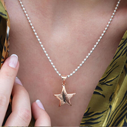 Rose Gold Kaplama Yıldız Gümüş Kolye