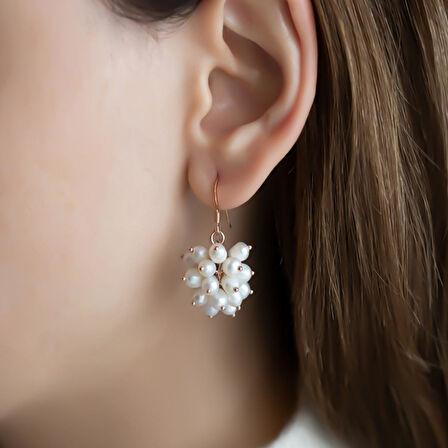 Gümüş İncili Küpe