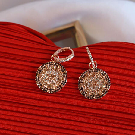 Zirkon Taşlı Apm Monaco Modeli Klasik Desen Rose Gold Gümüş Küpe