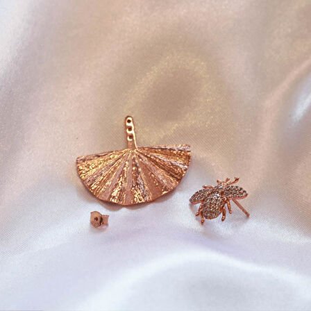 Arı Rose Gold Kaplama Gümüş Küpe