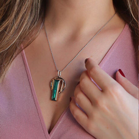 Peridot Taşlı 925 Ayar Gümüş Otantik Tasarım Kolye