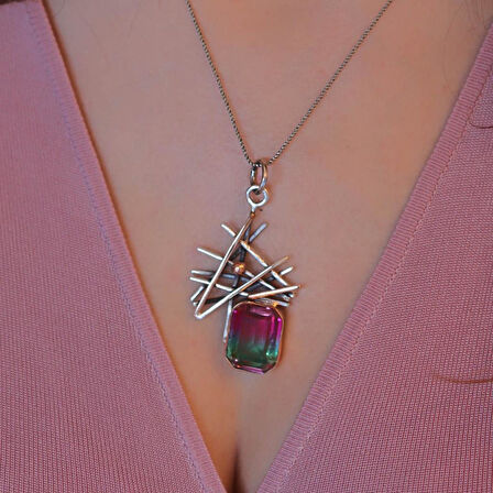 Mistik Topaz Taşlı 925 Ayar Otantik Tasarım Kolye