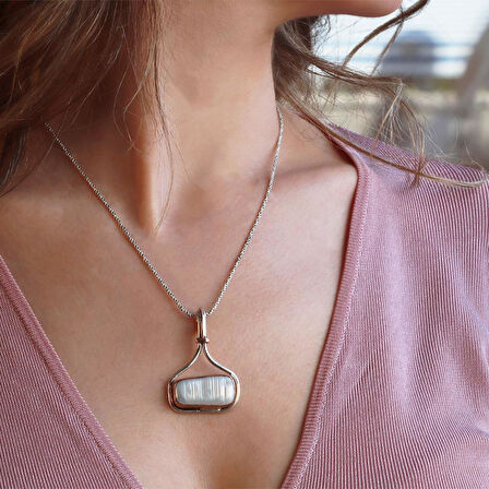 Barok İnci EL İşi Otantik 925 Ayar Gümüş Kolye