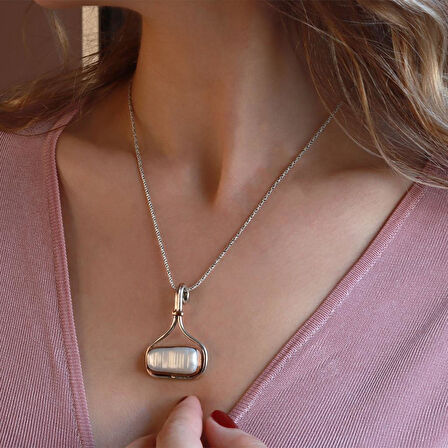 Barok İnci EL İşi Otantik 925 Ayar Gümüş Kolye