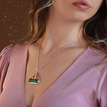 Peridot Taşlı El İşi Otantik 925 Ayar Gümüş Kolye