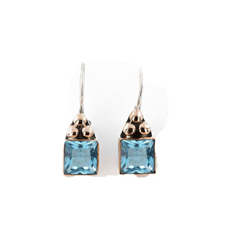 Aquamarine Taşlı Gümüş Otantik Küpe