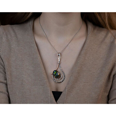 Mistik Topaz Taşlı El İşi Otantik Gümüş Kolye