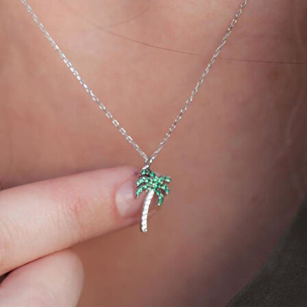 Zirkon Taşlı Palmiye Gümüş Set