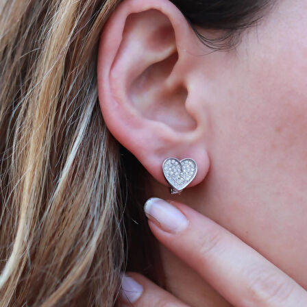 Kalp Zirkon Taşlı Gümüş Set