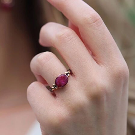 Kök Yakut Taşlı Gümüş Otantik Set