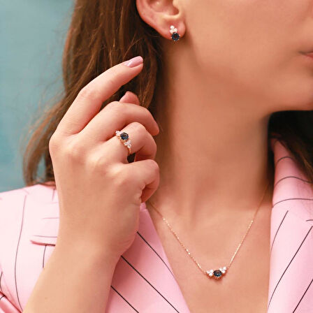Prenses Model Swarovski Rose Gold Kaplama Set