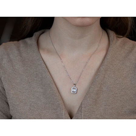 Zirkon Taşlı Pırlanta Modeli Gümüş Set