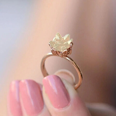 Ayarlanabilir Sarı Lotus Çiçeği 925 Ayar Gümüş Yüzük