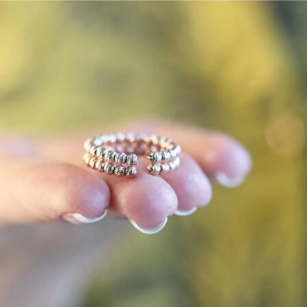 Rose Gold Kaplama Dorika Ayarlanabilir Gümüş Yüzük