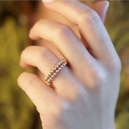 Rose Gold Kaplama Dorika Ayarlanabilir Gümüş Yüzük