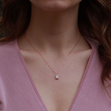 Starlight Diamond Baget Mini Pırlanta Montür Rose Gold Kaplama Gümüş Set