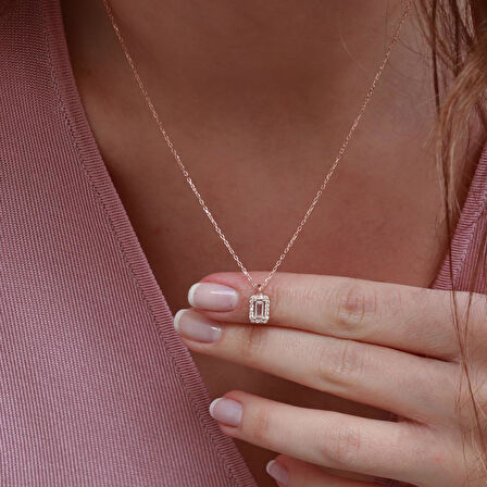 Starlight Diamond Baget Mini Pırlanta Montür Rose Gold Kaplama Gümüş Set