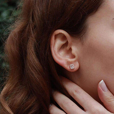 Starlight Diamond Baget Mini Pırlanta Montür Rose Gold Kaplama Gümüş Set