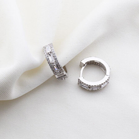 Baget Kesim Starlight Diamond Gümüş Halka Küpe
