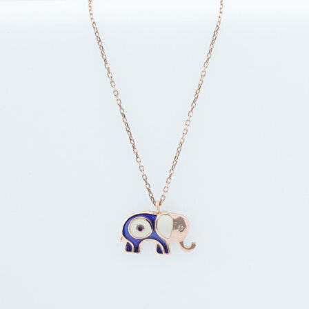Mine İşli Rose Gold Kaplama Bereket Fili Gümüş Kolye