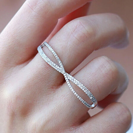 Sonsuzluk Model Çift Parmağı Saran Ayarlanabilir Gümüş Yüzük