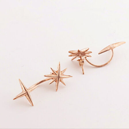 Rose Gold Kaplama Lodestar Gümüş Küpe